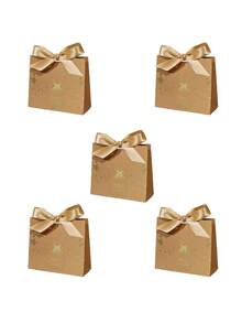 5pcs Merry Christmas Gift Bags With Satin Ribbon Bows, Gold Foil Bells Snowflakes Stars And Reindeer Print, Assorted Color Mini Packaging For Jewelry, Small Presents, Xmas Party Favors, Stocking Fillers And Holiday Gift Exchange - 11.5X4.5X10cm - View 11
