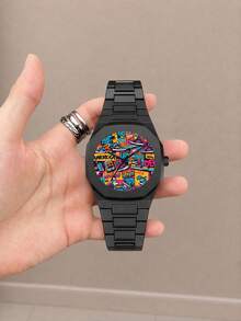 1pc Men's Quartz Watch, Daily Wear, Fashion Business Personalized Sports Luxury Style, Great Gift Choice For Holidays - Black - View 2