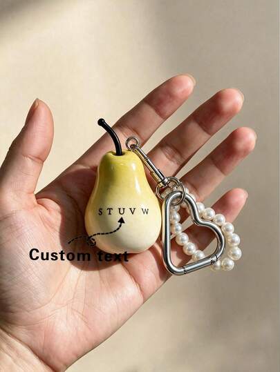 1 pieza Llavero personalizado de fruta artificial con perla y grabado de estrella, manzana, pera, plátano, naranja, colgante de bolso, regalo lindo de nicho para ella/él, novio/novia, padres, familia, adecuado para aniversario, cumpleaños, graduación, baile de graduación, fiesta, regalo del Día de la Madre para mujeres
