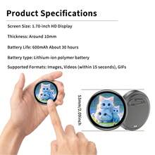 Rechargeable Wearable Anime Badge, Full-Color Display Screen Cosplay Accessory, Supports GIF Video Playback, Built-In 600mAh Battery, Backpack Pendant Otaku Festival Gift - View 7