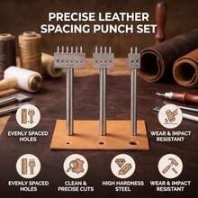 Set de 3 Punzones para Cuero con Espaciado, Herramienta de Perforación para Cinturones y Artesanías, Troquel de Acero de 6mm 2+4+6 - A - Ver 5