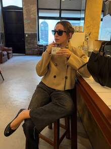 DEEKA Autumn/Winter New Women's Clothing, European And American Minimalist Lapel Wool Blend Short Jacket, Spring Quiet Luxury Style - Camel - View 7