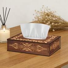 1pc Durable Wooden Tissue Box Cover, Multi-Functional Wooden Tissue Box Holder, Minimalist Versatile Design, Suitable For Bathroom Bedroom Office Kitchen, Desktop Storage Organizer, Home Decor Ornament, All-Scene Home Use, Dust-Proof Practical, Shopping Festival Gift, Practical Home Gift For Dad, Home Decoration Wooden Craft - Multicolor - View 3