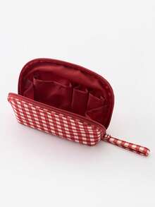 Portable Travel Makeup Bag - Classic Red Plaid Design - Fashionable Design - Easy To Carry - Multi-Functional Portable Storage Bag - Lipstick And Eyebrow Pencil Storage Bag - Makeup Storage Bag - Multicolor - View 7