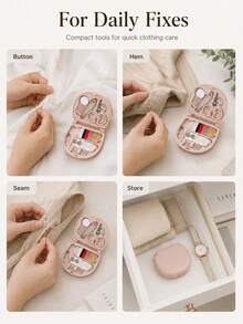Seka Paul 1 Set Of Portable Mini Sewing Box, Small Sewing Kit, Multi-Purpose Sewing Tool Combination Set, Suitable For Travelers And Emergency Clothing Repairs! - Baby Pink - View 5