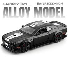1pc 1:32 Scale Collector Grade High-Quality Electroplated High-Detail Alloy Die-Cast And Rubber Hellcat Style Muscle Car Model, Modern American Muscle Car Style, Suitable For 14 Years And Above, Car Enthusiast Collection, Birthday, Holiday Gift And Home Decor - Multicolor - View 15
