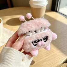 2026 New Plush Earphone Case Funny Glasses Monster TPU Soft Shell Protective Cover Compatible With Apple 1/2/3/4/Pro 2/3 - Pink - View 3