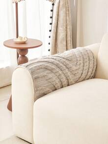 1pc Textured Curved Plush Sofa Cushion, Anti-Scratch Anti-Slip Washable Sofa Cover, Neutral Color Decorative Sofa Seat Pad - Coffee Brown - View 6