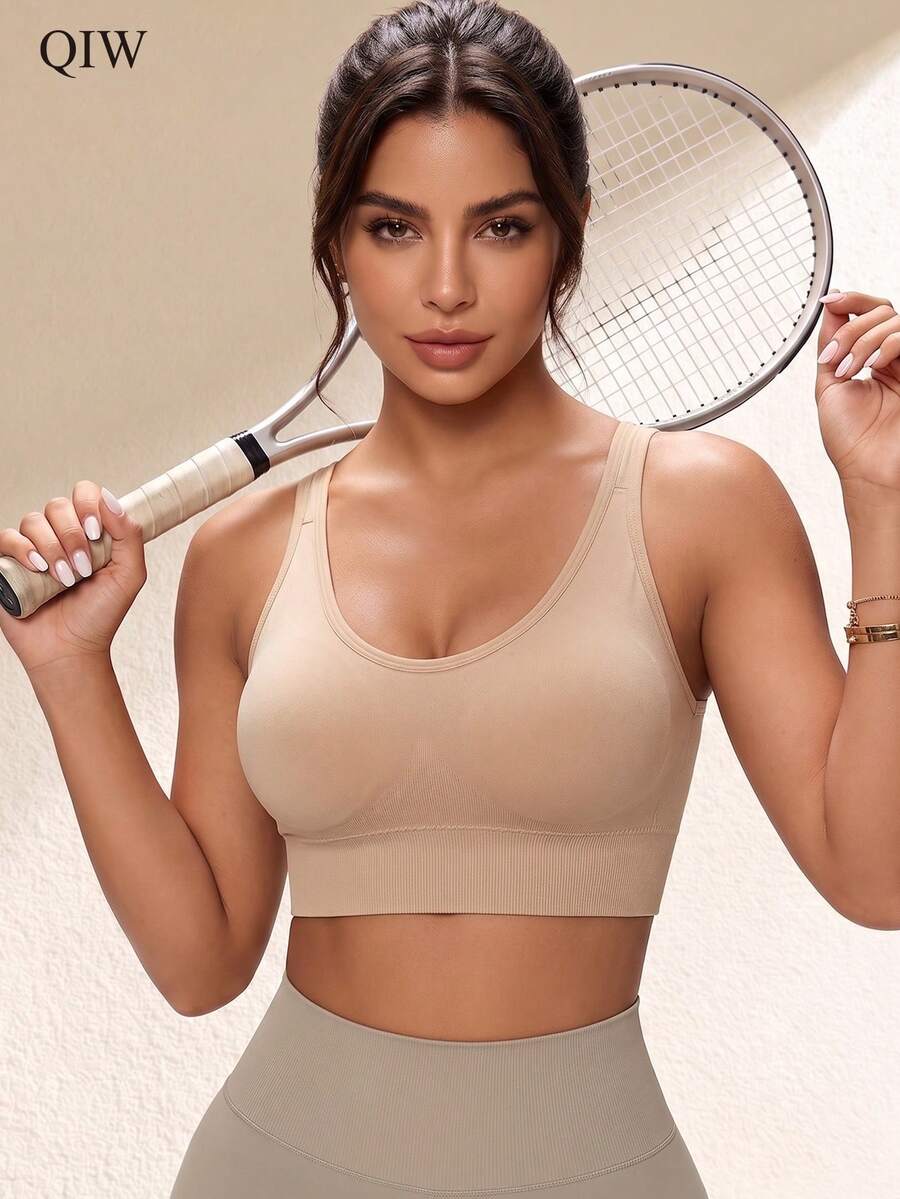Women's Seamless Wire-Free Sports Bra With Wide Strap, Comfortable And Breathable