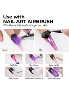Nail Tape/Latex Nail Polish Barrier Peel Off/U-Shaped Nail Protection Sticker & Rotary Pen Set, Odorless Latex Protective Agent Effectively Prevents Staining And Bleeding, Suitable For Painting, Printing And Nail Art Design Multiple Scenarios, Flexible Soft Tool Fits Nail Surface Without Damaging Natural Nails, Professional Grade Nail Art Accessory Also Beginner Friendly Equipment - Multicolor - View 3