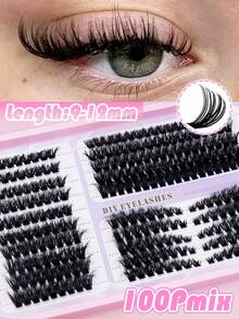Ayrmilla 100D Mixed‑Size Fluffy Cluster False Eyelashes 9‑12mm D‑Curl Individual DIY Lash Extensions Soft Light‑Weight Reusable Wispy Segmented Lashes For Daily Party Eye Makeup - D - View 8
