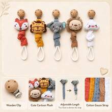 1pc Handmade Fabric Cartoon Animal Elephant Cloud Fox Baby Pacifier Clip - Cartoon Animal Head Pacifier Clip - View 4