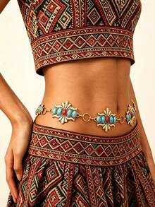 1pc Bohemian Vintage Waist Chain, Premium Exquisite Waist Chain, Women's Waist Chain, Women's Accessory - Gold - View 1