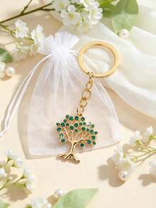 Luxury Rhinestone Tree Of Life Keychain, Bag Charm Pendant, Multi-Color Full Rhinestone Design, Gold Alloy Tree-Shaped Pendant Exquisite And Sparkling. Paired With Large Metal Key Ring, Sturdy Chain Resistant To Breaking, Suitable For Bags, Car Keys, Backpacks. Symbolizes Lucky Money Tree, Compact And Portable, Ideal For Gifts Or Personal Use, Ins Style Versatile Accessory, Holiday Gift Choice. - Multicolor - View 14