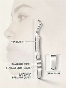 Byimy Eyelash Tweezers For Eyelash Extensions, High Precision Stainless Steel Tweezers, Eyebrow Tweezers, Hair Removal Tweezers, Makeup Tools, Stainless Steel Tweezers - Silver - View 3
