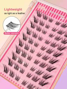 Asiteo 60pcs C-Curl Curly Cartoon Fox Eye Self-Adhesive Cluster Fake Eyelashes, No Glue Needed, DIY Individual Lash Extension, Natural & Soft, Segmented False Eyelashes - C - View 5