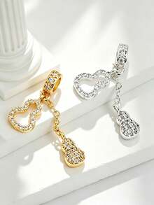 1pc High Color Retention Copper Plated 18K Gold Full Rhinestone Gourd Spacer Bead, Suitable For DIY Bracelet, Necklace, Keychain And Other Jewelry Making Accessories - Gourd Shape - View 3