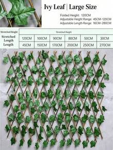 Limited Time Discount Retractable Faux Greenery Hedge Fence, Artificial Ivy Grape Maple Leaf Expandable Wooden Trellis Privacy Shield For Balcony Railing Outdoor Fence Garden Terrace Wall Decoration - Fence - View 9