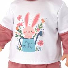 Clothes Designed For 14‑18‑Inch / 36‑45‑Centimeter Newborn Dolls, Two Adorable Styles Of Rabbit‑Flower And Puppy‑Bus Prints, Color‑Block Fake Two‑Piece Tops, Cuffed Long Pants, Firm Overlocked Edges, Ideal Holiday Gifts (Dolls Not Included) - Multicolor - View 10