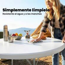 Camping Table, Foldable, PE, 120 X 120 X 74 Cm, For Camping, Picnics And Outdoor Use, White - White - View 6
