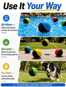Pelota de rebote en el agua, pelota de rebote y salto en el agua para jugar, adecuada para piscina, playa y actividades al aire libre | Accesorio divertido para piscina, esencial para la playa - Multicolor - Ver 10
