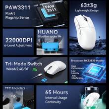 Mouse Gaming Bluetooth Nirkabel ATTACK SHARK, Daya Tahan Baterai Lama, Tiga Mode, Ringan - View 4