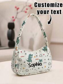 1pc Customized Name Cartoon Animal Pattern Underarm Bag, Can Be Customized According To Your Unique Design, Perfect For Children To Print Their Own Name Or Print Their Sister's And Classmates' Names As A Gift To Give To Others - Multicolor - View 11