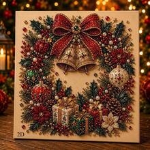 2D Shaped Christmas Diamond Painting Set, Pearl Rhinestone Wall Decor, Christmas Bells, Gingerbread House, Reindeer Socks, Tree Patterns, Canvas Decoration, Suitable For Living Room, Bedroom, Holiday Gift - Sets - View 1