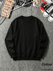 Autumn Men's Black Colorblocked Graphic Crew Neck Sweatshirt With Back Print Of Mountain Sun And 'Colorrado Is Calling AND I MUST GO' Y2K - Black - View 6
