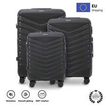 W WINGS 3 PiecesLuggage Set (20", 24", 28") | Polypropylene Hard Shell Suitcase, Combination Lock, Telescopic Handle, 360° Dual Wheels - Black - View 10