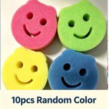 8/4/3/1pc Multi-Color Smiling Face/Flower Sponge, Surface Color Coded (Pink, Yellow, Green, Blue), With Hanging Hole. This Multi-Functional Household Cleaning Cloth Can Easily Meet Various Daily Cleaning Needs. - A - View 16