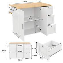 With Storage Adjustable Foldable Kitchen Island White With Storage Adjustable Made Of For Kitchen - 原木色與白色 - 查看 6