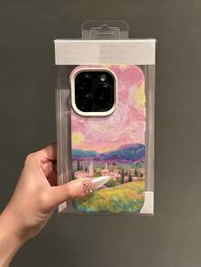 1件 白色麥田星空小鎮個性化極簡全包覆TPU防摔手機殼，適用於Apple 18 17 16 15 14 13 12 11 Pro Max Air及系列 - 彩色 - 查看 2
