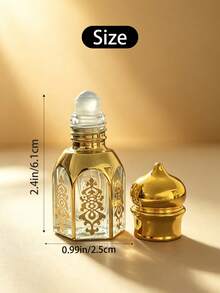 1 buah Botol Roll On Kaca Emas Motif Arab Vintage, Botol Roll On Parfum Attar Minyak Esensial Kosong yang Dapat Diisi Ulang, Botol Penyimpanan Sampel Kosmetik Portabel untuk Perjalanan dengan Tutup Emas - MultiWarna - View 7