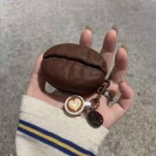 1pc Coffee Bean Earphone Protective Case, Suitable For Pod 4/Pro 3 Protective Case, Wireless Bluetooth Earphone Protective Case, With Cappuccino And Coffee Bean Pendant. - Multicolor - View 6