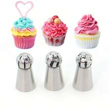 3pcs Russian Piping Tips, Cake Frosting Piping Tips, Russian Ball Piping Tips Cake Decorating Set - Multicolor - View 4