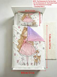 2pcs Cartoon Forest Princess Toddler Bedding Set, Suitable For Children's Bed/Crib, Perfect Holiday Gift (No Filling), 100% Polyester - Multicolor - View 13