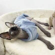 Four-Season Solid Color Cat Warm Fleece Pullover Four-Legged Base Layer, High Elasticity, Three Colors, Warm And Comfortable, Blue, Light Khaki, Grey, Machine Washable Pet Clothes - Blue - View 10