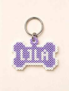 Ayotu 客製化骨頭造型寵物識別吊牌 Hama 珠風格 ID 標籤，名字 Perler 珠寵物吊飾，鑰匙圈裝飾，防丟背包吊飾，適合狗和貓，像素珠個性化狗狗吊飾鑰匙圈，送給愛狗人士的創意寵物主題小禮物 - 彩色 - 查看 9