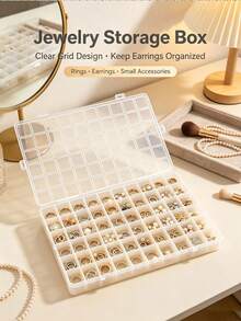 60/28/24 Compartment Transparent Plastic Modern Style Storage Box With Lid, Durable Multi-Grid Organizer, Suitable For Jewelry, Hardware, Craft Supplies, Desktop Rectangular Container, Secure Closure Design, Perler Bead Storage Box - Multicolor - View 1