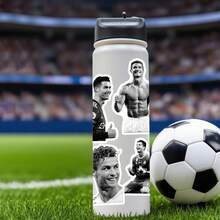 FIFA 50張 C羅 Cristiano Ronaldo 足球貼紙，黑白照片，7號球衣，賽場動作與肖像圖案，適合球迷 - 彩色 - 查看 7