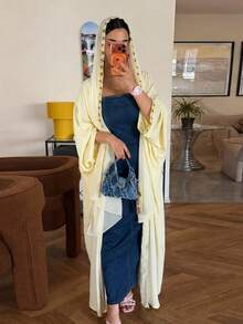 Summer Fashion Long Dress With Patchwork Ribbon And Floral Design, Includes Headscarf - Yellow - View 6