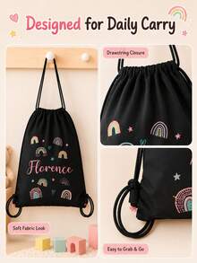Customized Wildlife Zoo Animal Name Drawstring Bag - Personalized Zoo Text Backpack, Suitable For Picnic, Unique Gift Bag, Can Be Used As Birthday Party, Baby Shower Gift And Customized Birthday Gift - Multicolor - View 6