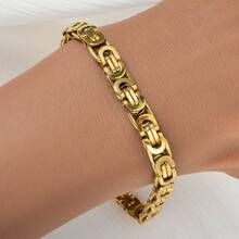 Street Hip-Hop Punk Style Stainless Steel 18K Gold-Plated Bracelet, Suitable For Daily Wear By Men Women, Classic Fashionable Gift Jewelry - Gold - View 2