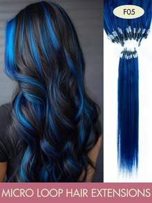 Women's Micro Ring Human Hair Extensions, Rainbow Color 12-20 Inch 30g Straight Hair Micro Bead Extensions, Add Length And Volume, Suitable For Party, Holiday And Daily Hairstyles - Multicolor - View 44