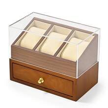 Oirlv 3-Slot Watch Display Box, Wooden Watch Storage Box With Drawer, Multi-Function Jewelry Ring Earring Organizer, Men's Home Collection Gift - Watch Box - View 11