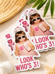 Customizable Photo & Text Waterproof PVC Stickers, Multiple Sizes, Graduation Party, Bachelor Party, Wedding Party, Back To School, Christmas, Halloween, Anniversary, Birthday - Multicolor - View 5
