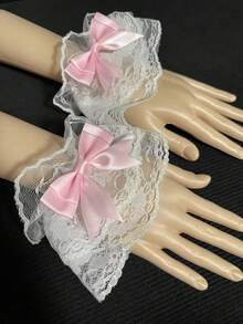 1 Pair Women's Short Lace Sleeves For Wedding Party, Lolita Accessories Suitable For Wedding Dress, Cosplay - White - View 8