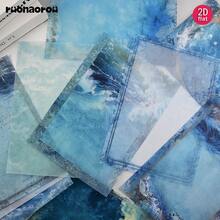 Ruonaorou 12pcs/Set Vintage Blue Nautical Deep Sea Vellum Paper Junk Journal Translucent Premium Blue Ocean Wave Underwater Texture Material Paper Vellum Paper Planner Decoration DIY Junk Journal Diary Notebook Material Paper Envelope Greeting Card Vellum Paper Decoration (2D Flat) A5 - Black - View 4