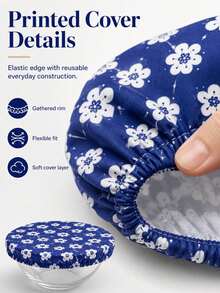 10pcs Reusable Bowl Covers, 5 Sizes, Elastic Fabric Material, Kitchen Storage Container Lids, Suitable For Fruit, Food, Leftover Dough, Bread Fermentation (Fashion Style) - Multicolor - View 2